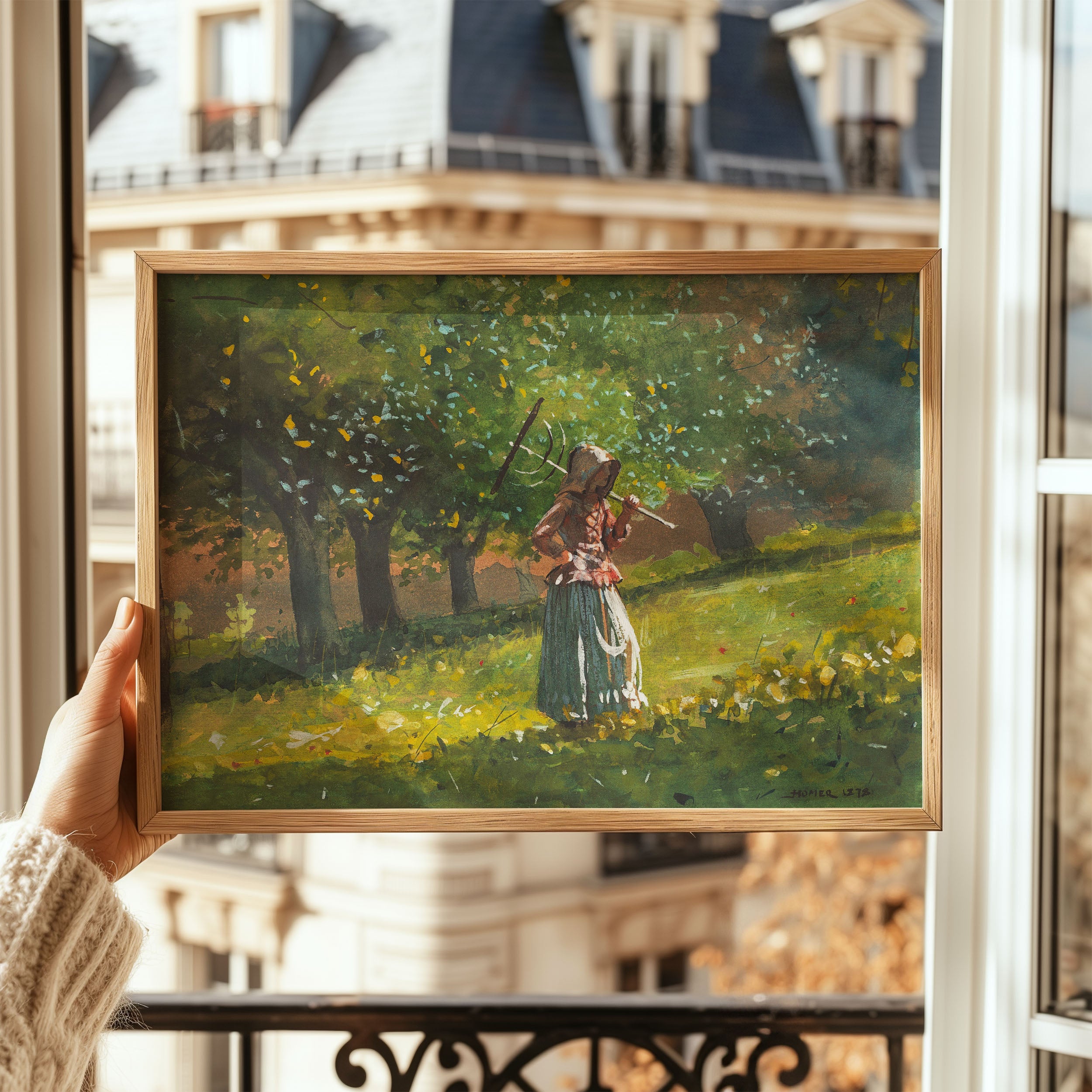 girl with hay rake