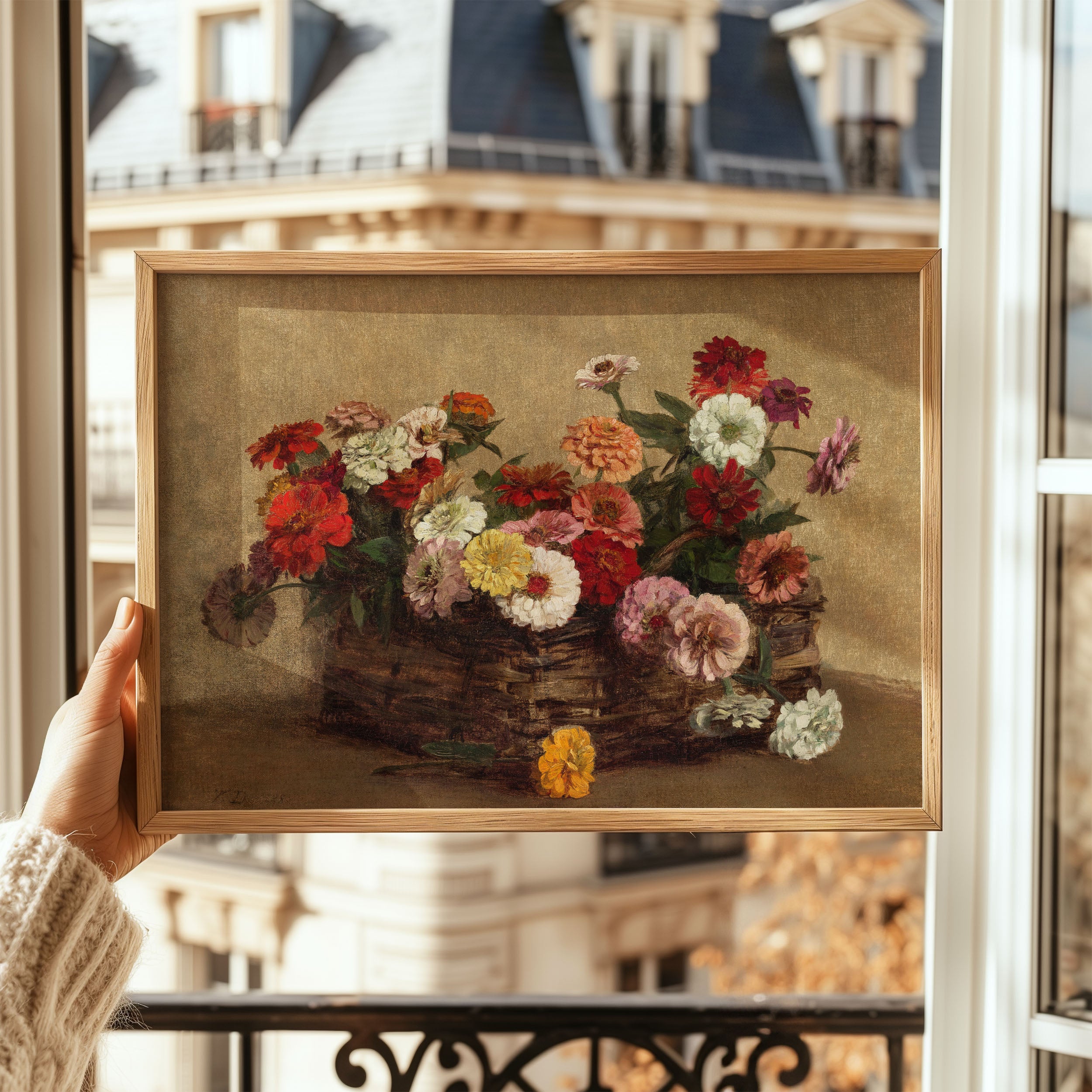 basket of zinnia's