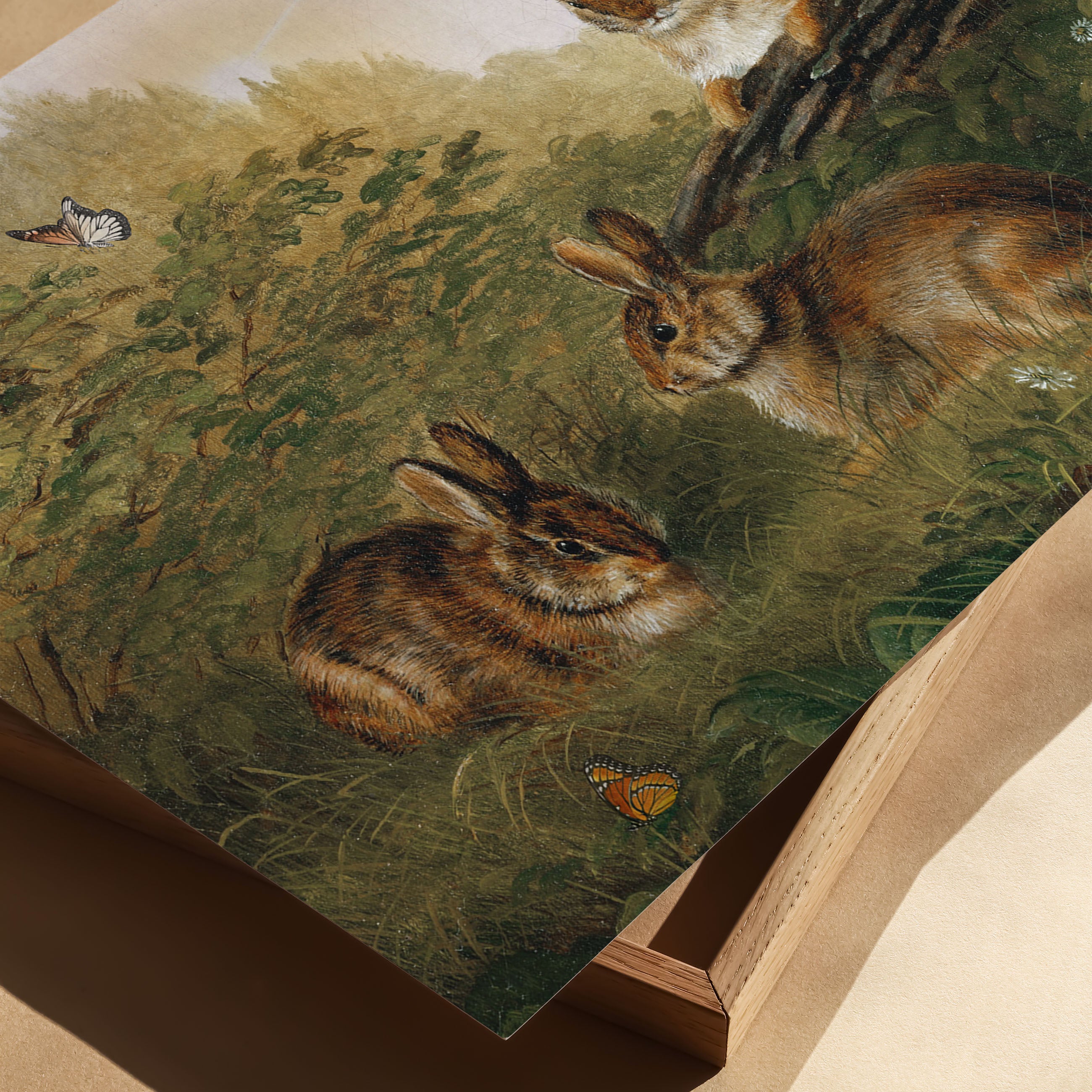 bunnies on a log