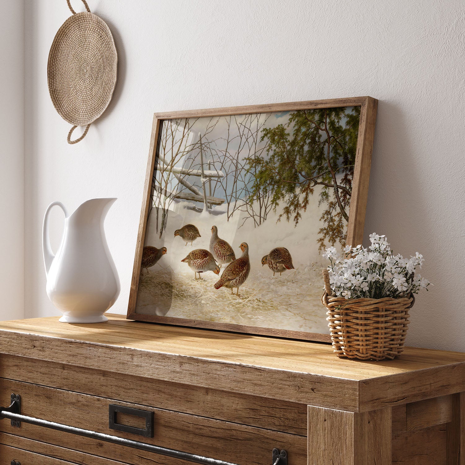 partridges in snow