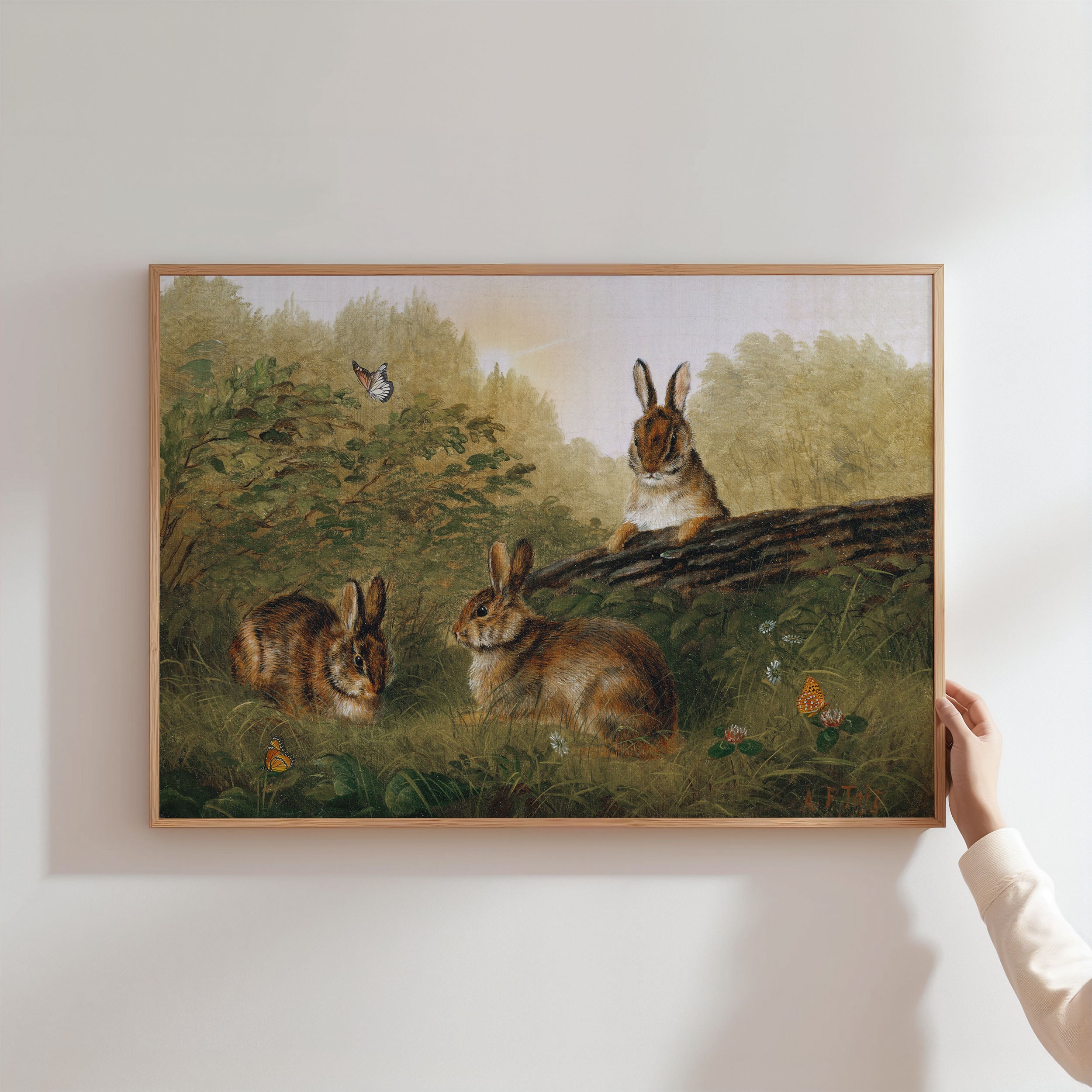 bunnies on a log