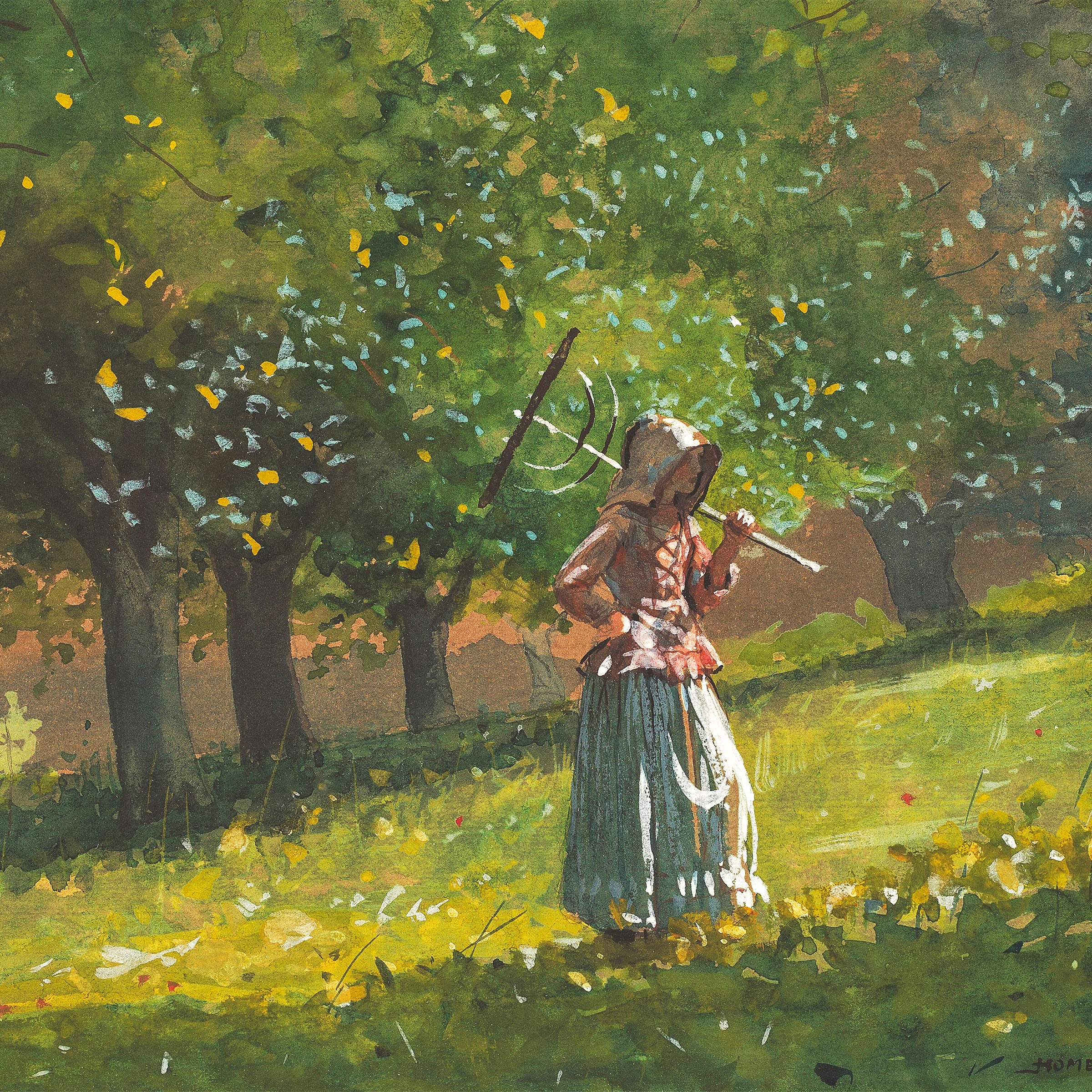 girl with hay rake
