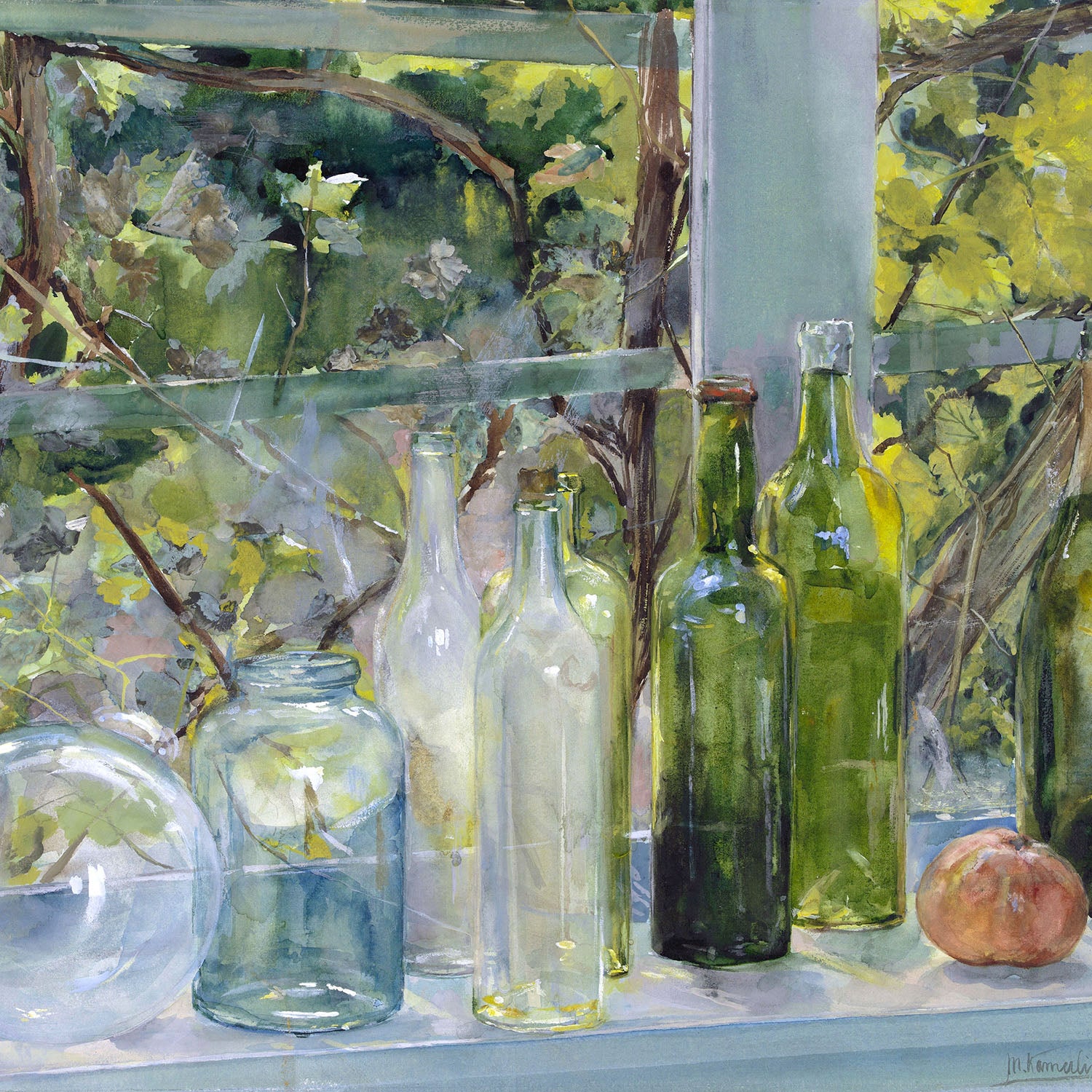 bottles on a windowsill