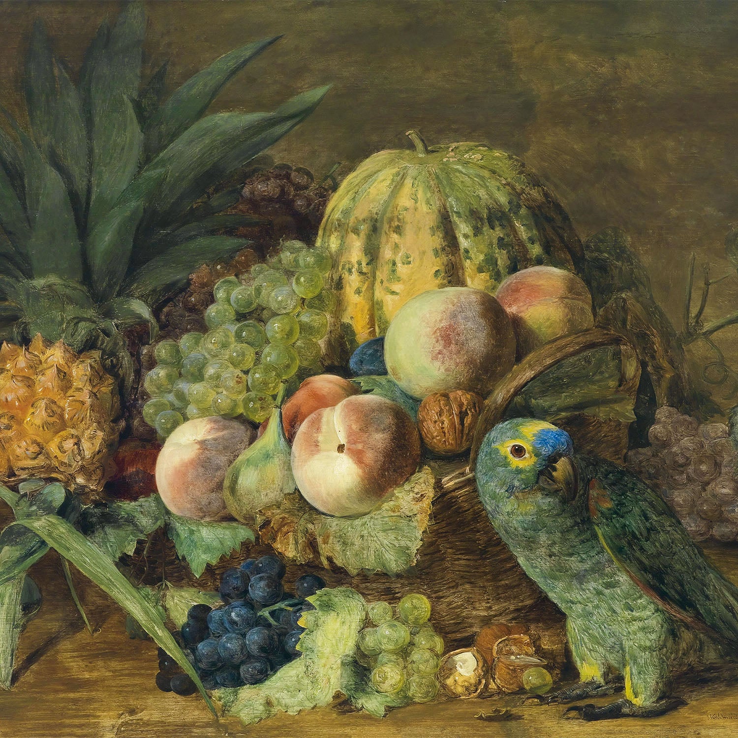 fruit with parrot