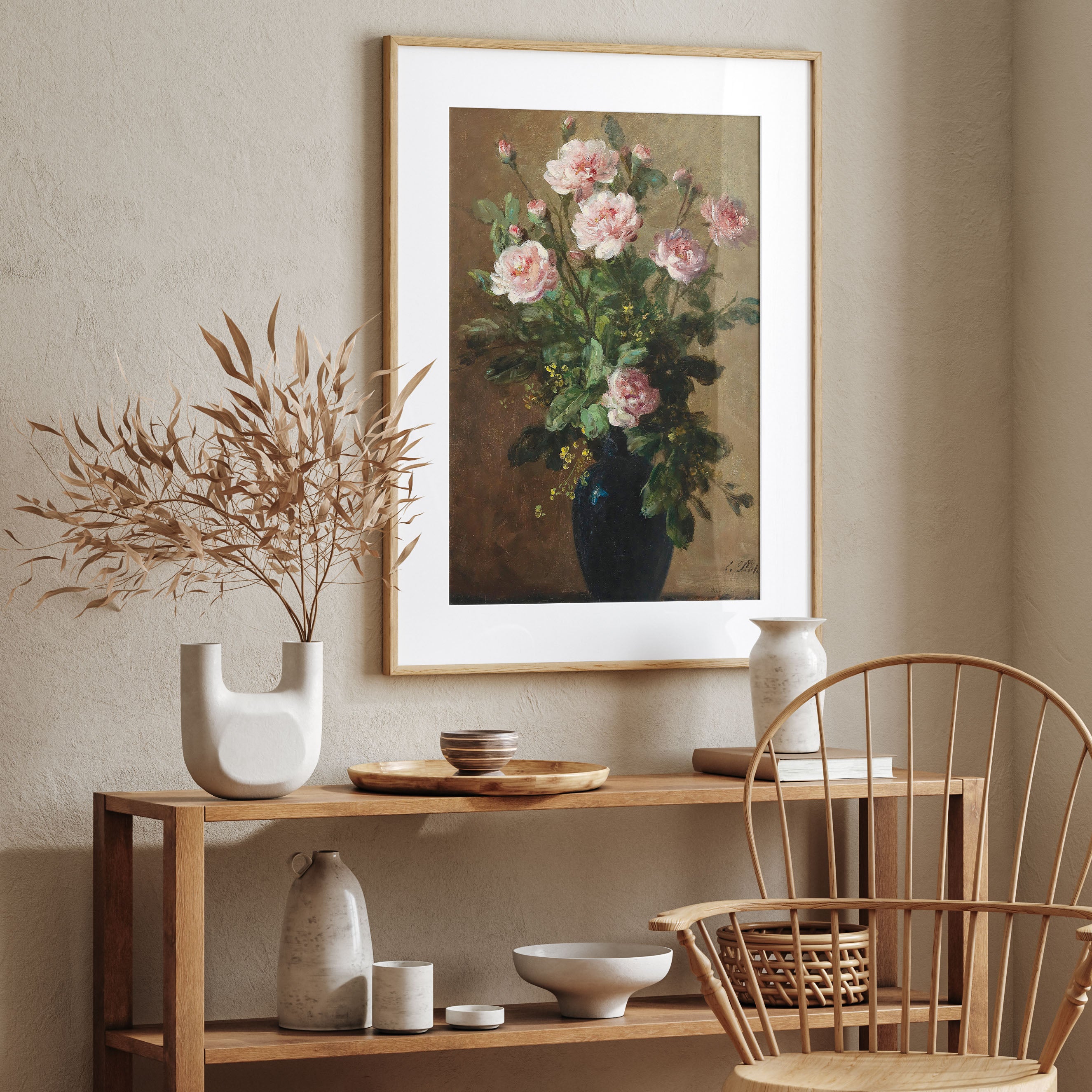 pink roses in vase