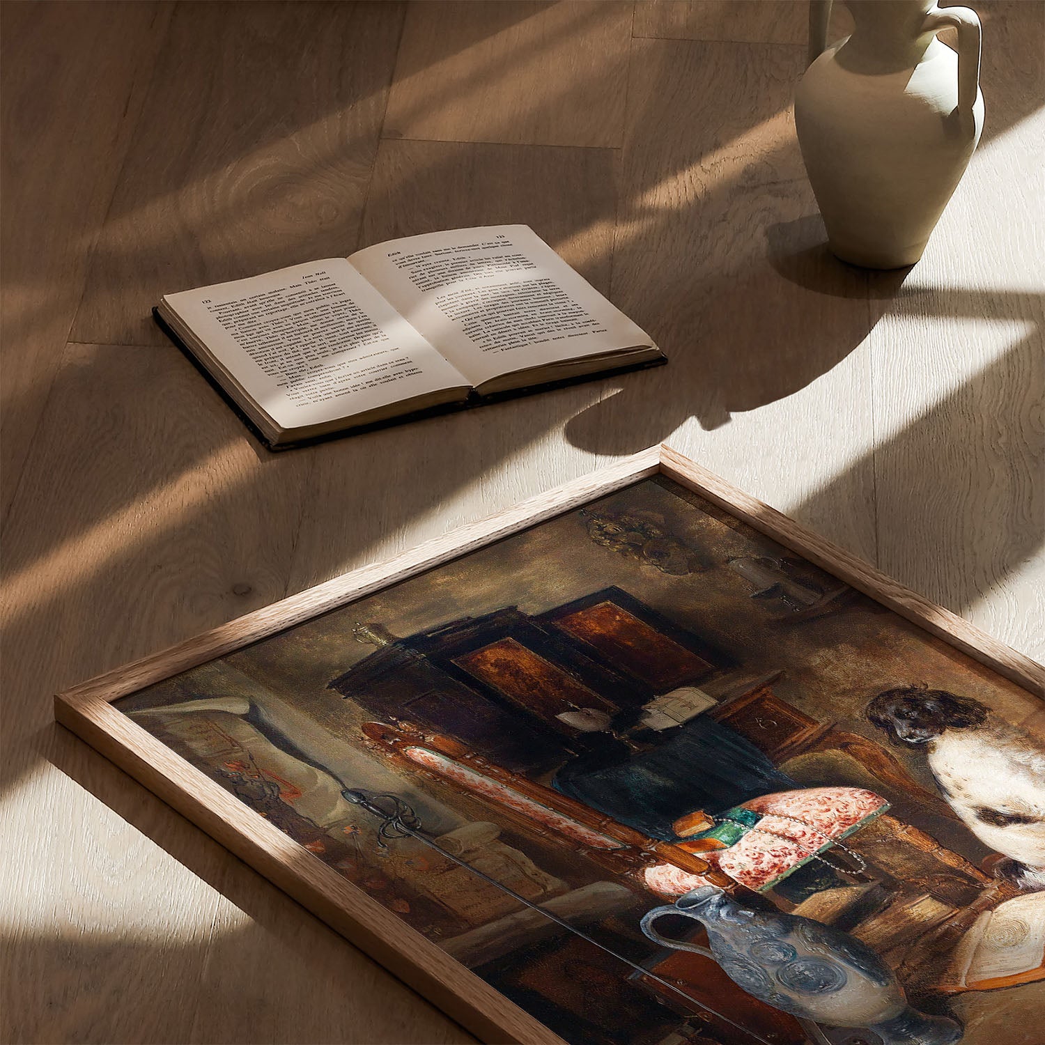 interior with hunting dog